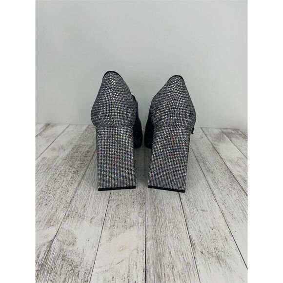 Gianni Bini 2-Night Disco Glitter Silver Rhinestone Platform Pumps Size 10M - Picture 5 of 8